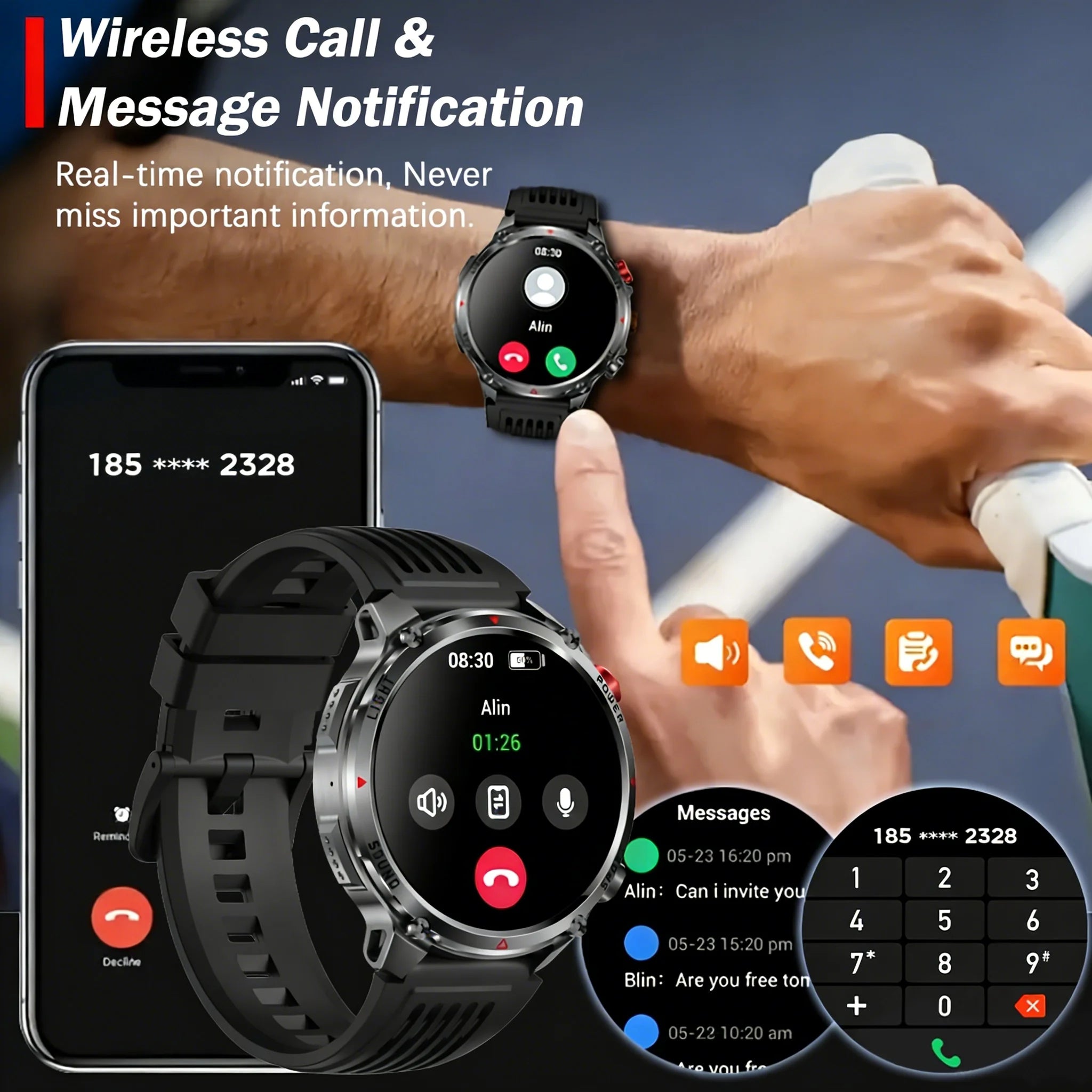 2026 T-Rex3 Ultra 1100mAh Battery Smart Watch GPS Track Compass IP69K Waterproof Sports tracker Outdoors Military Smartwatches